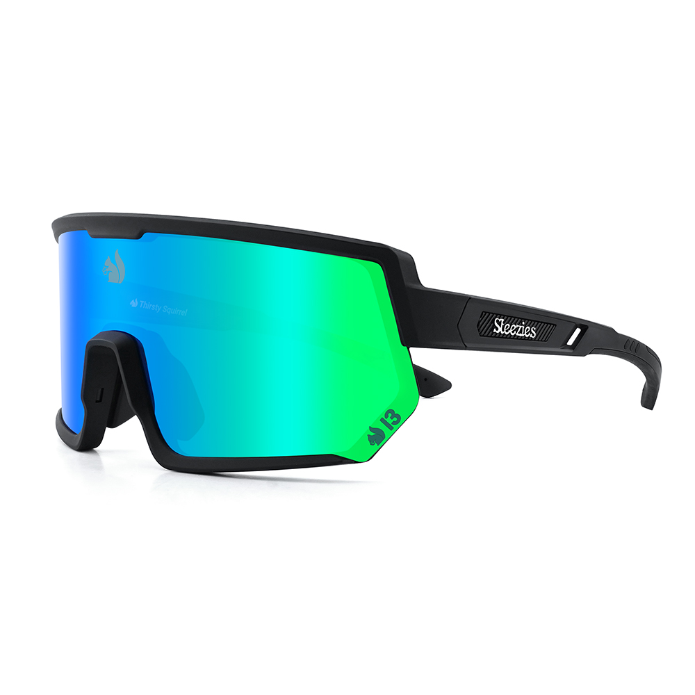 Thirsty Squirrel Steezies - Safety Glasses - AS 1337 Complaiant  -  Black frame with blue / green lens